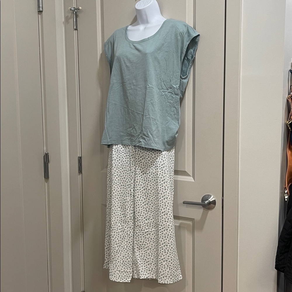 Splendid Green and White Pajama Set